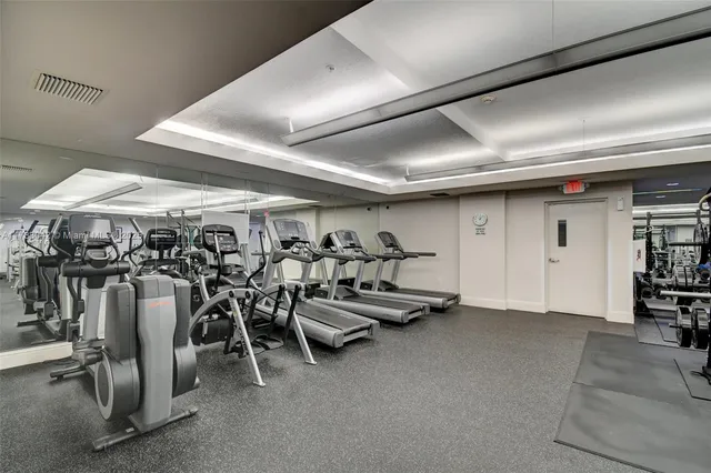 a view of a room with gym equipment