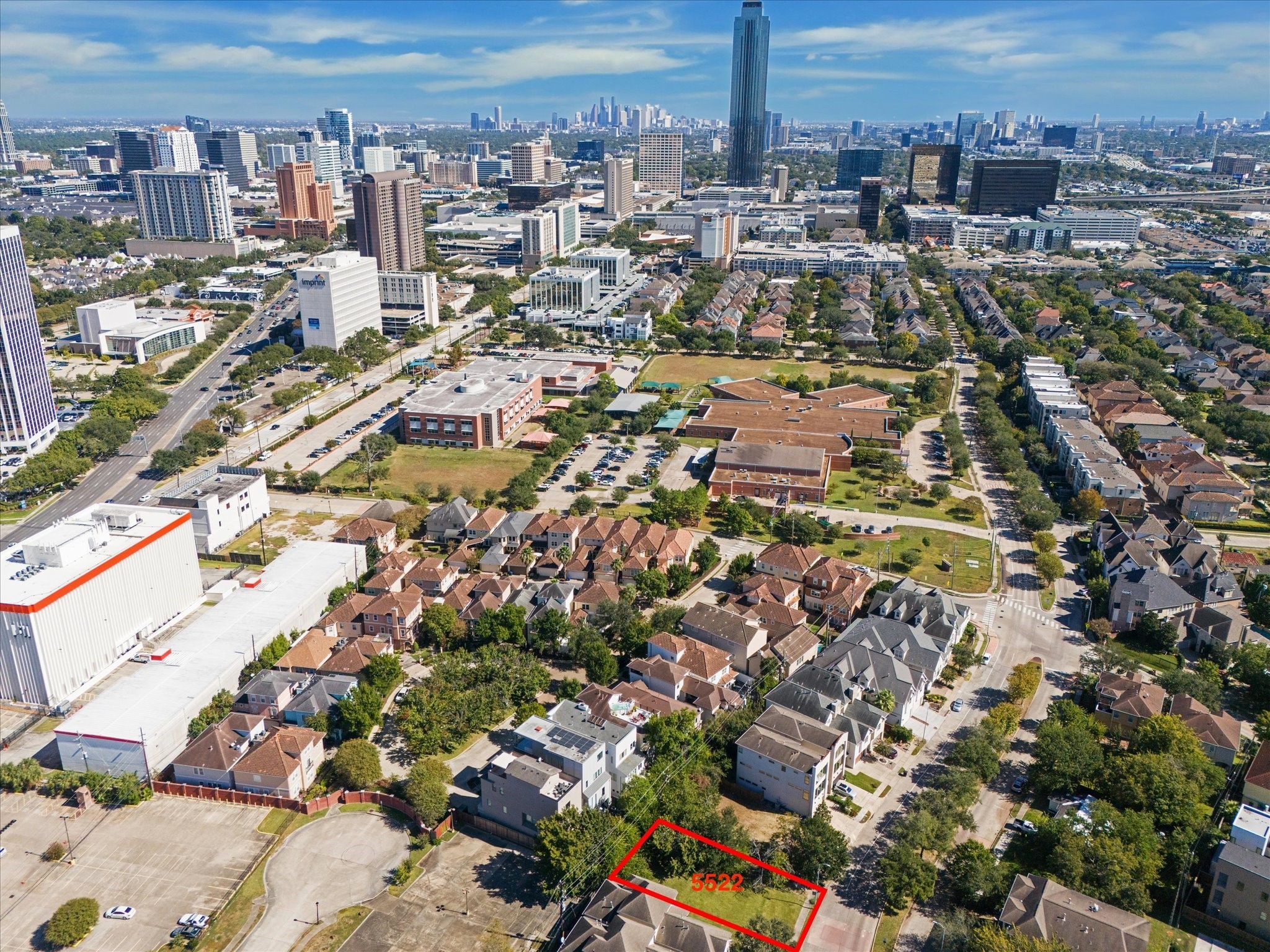 5522 Hidalgo Street Houston, TX 77056 - Photo 2 of 3 an aerial view of a city with lots of residential buildings