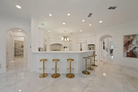a kitchen with lots of counter top space