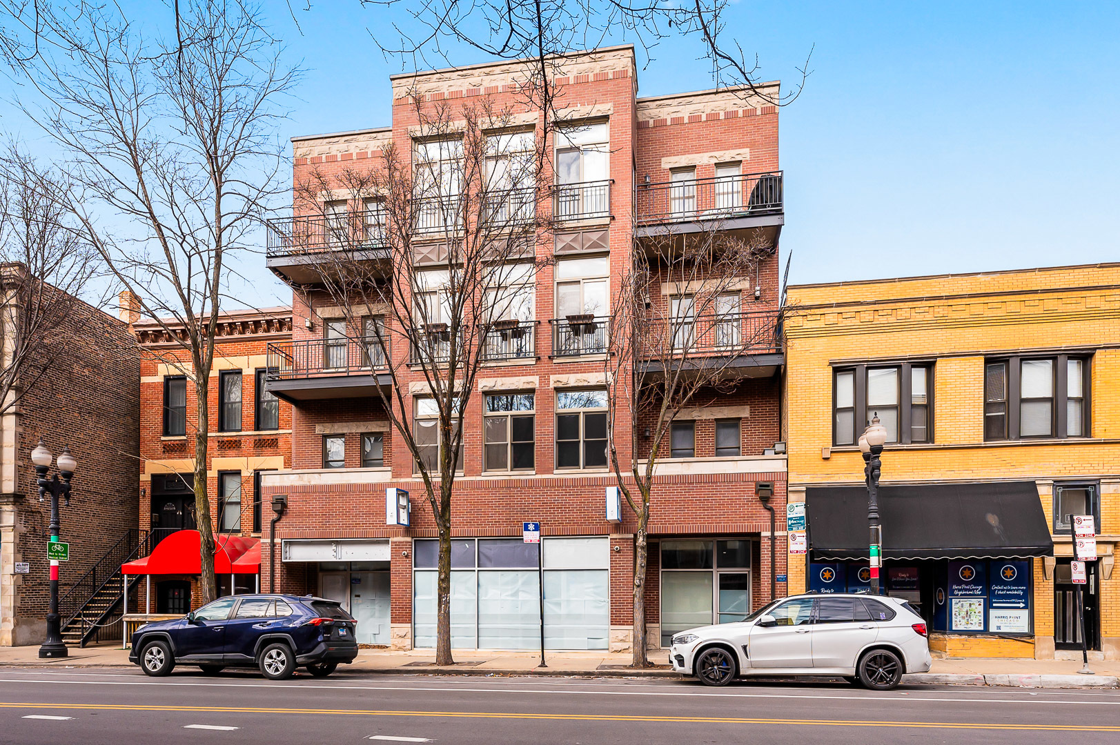 a car parked in front of a building