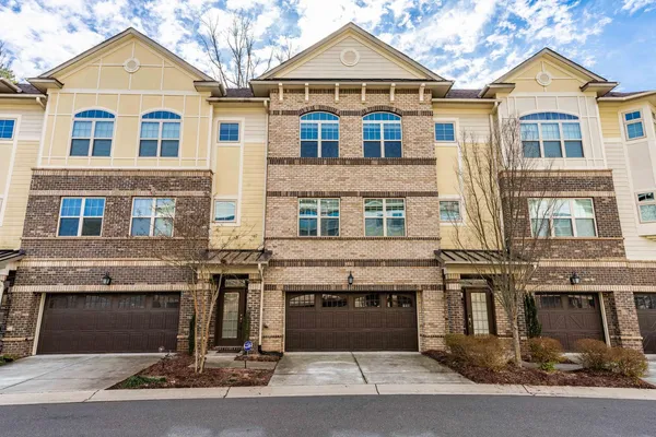 a front view of residential houses