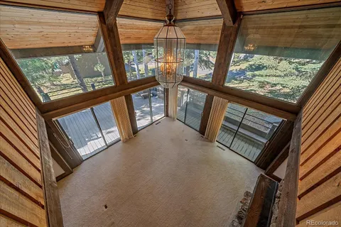 a view of porch with a large window