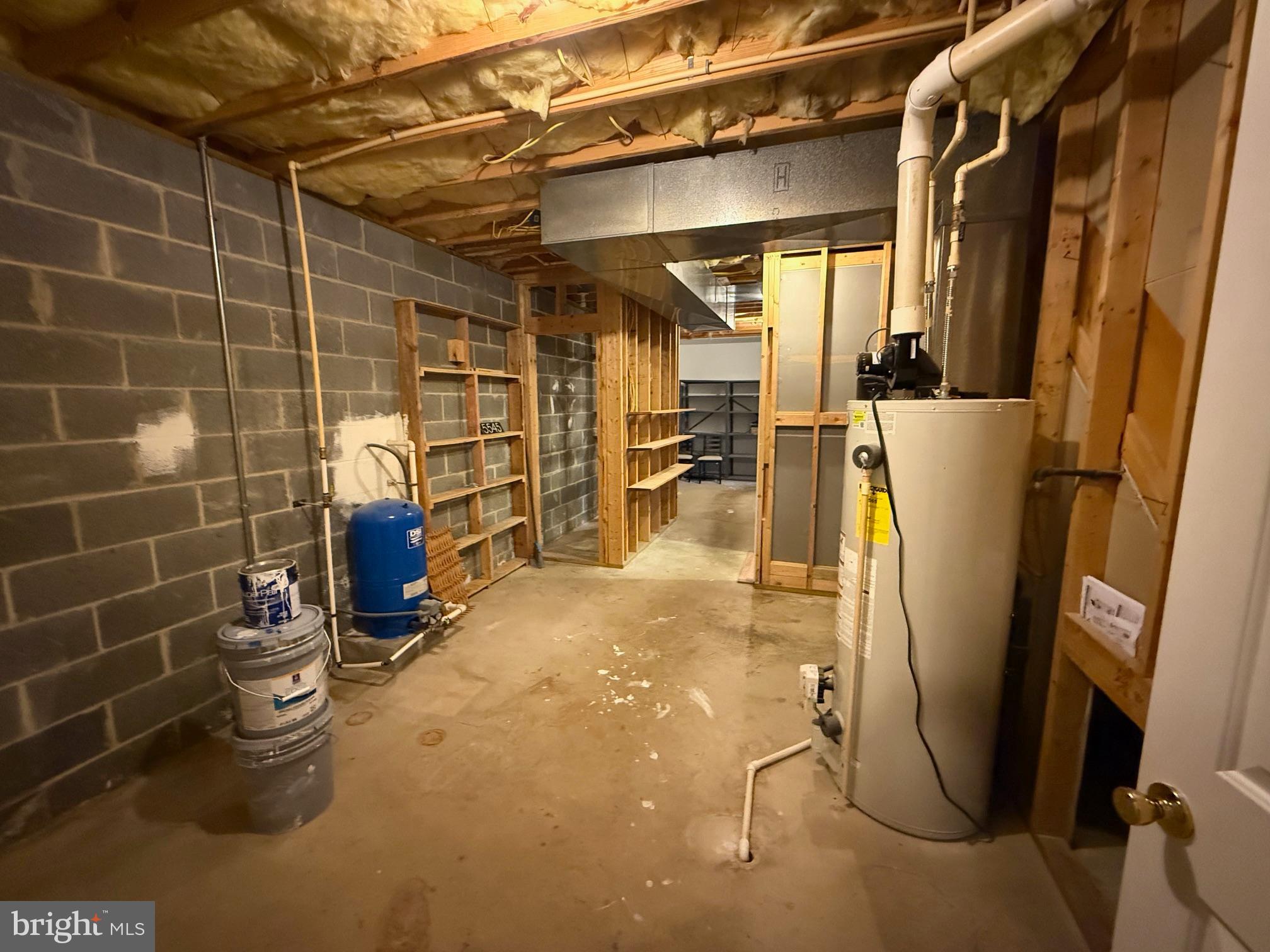 5545 Yanceyville Road Louisa, VA 23093 - Photo 47 of 64 a view of a storage room with water heater and racks