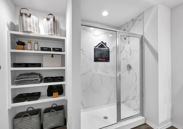 a bathroom with a shower