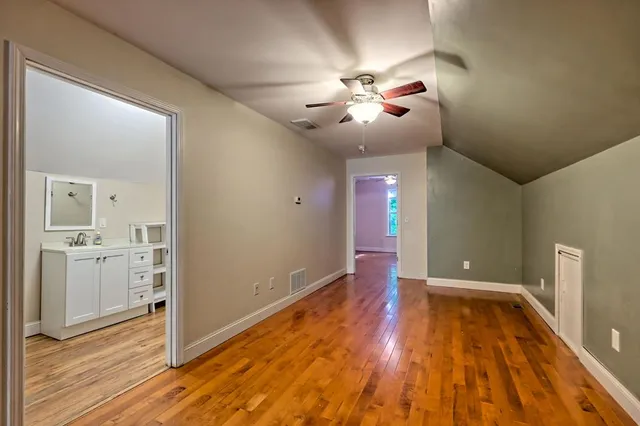 a view of a forest with lots of trees