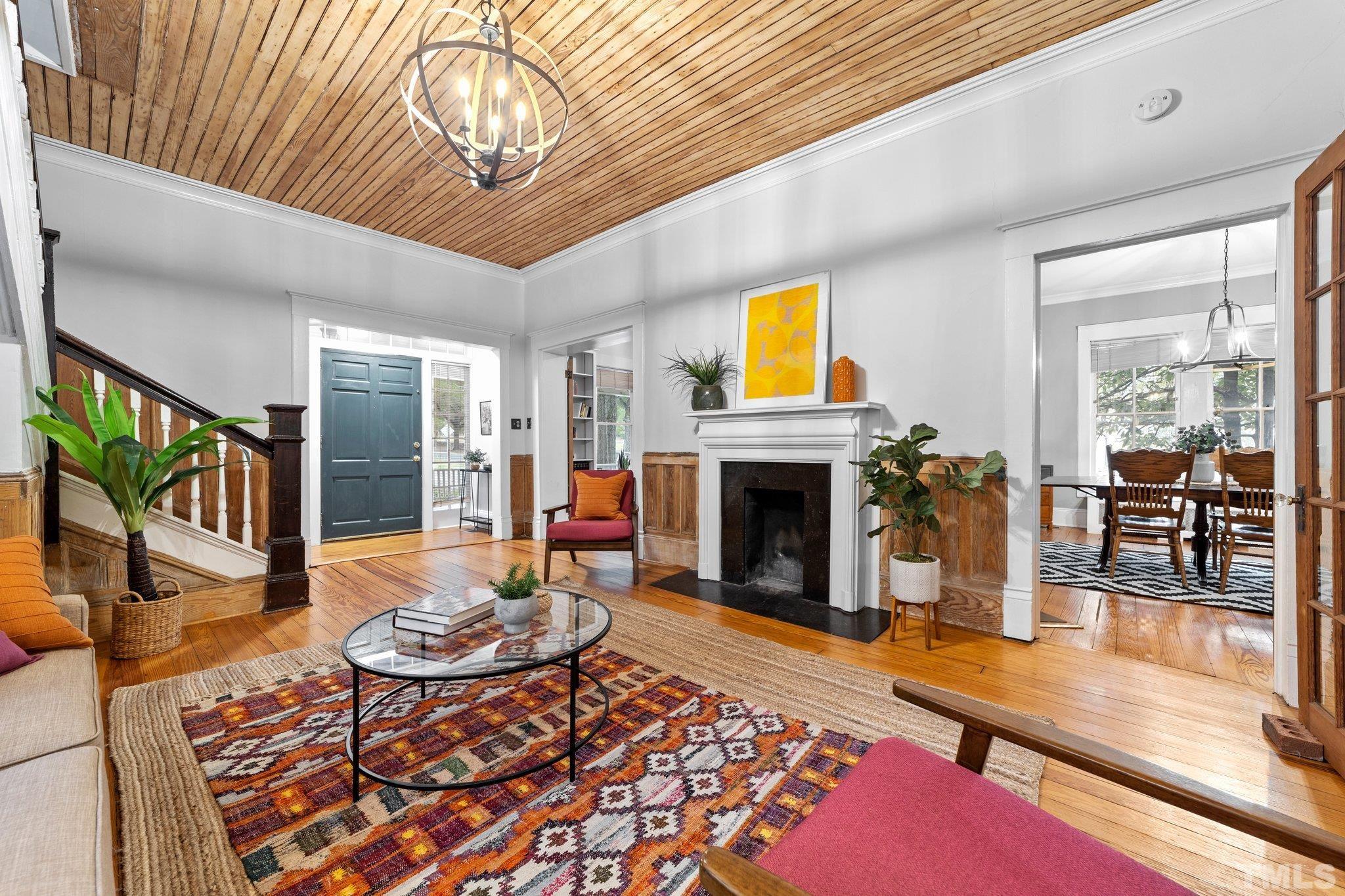 801 Onslow Street Durham, NC 27705 - Photo 9 of 30 a living room with furniture and a fireplace