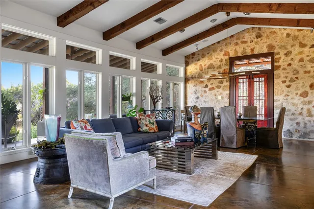 a living room with furniture