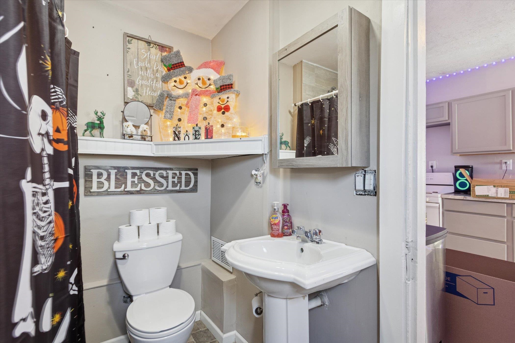 418 Adams Street Rockford, IL 61107 - Photo 8 of 26 a bathroom with a toilet sink and mirror