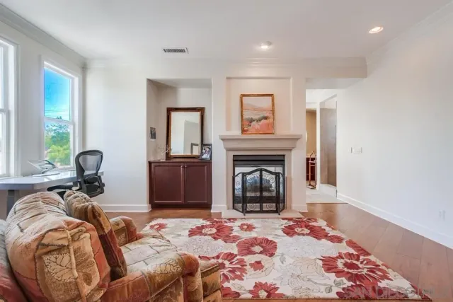 a view of a backyard with plants and palm trees