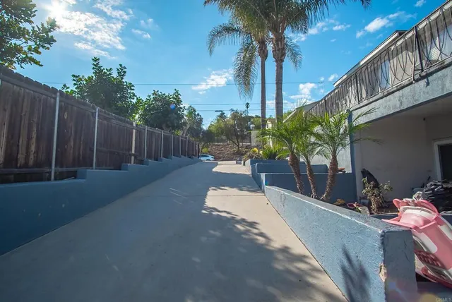a swimming pool with an outdoor space