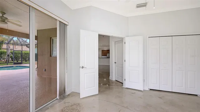 an empty room with windows