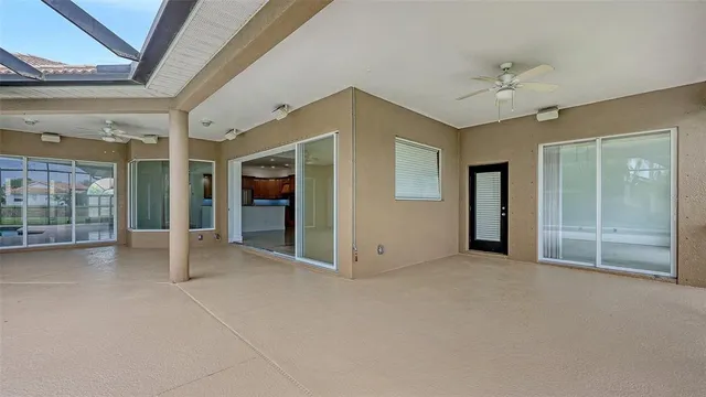 a view of a lake with a garden