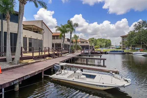 a view of a lake with a deck