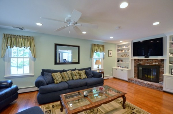 57 Green Road Bolton, MA 01740 - Photo 8 of 28 a living room with furniture a flat screen tv and a fireplace
