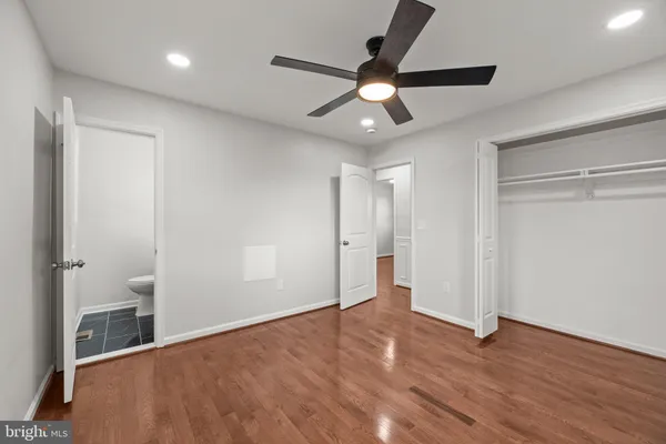 an empty room with a workspace