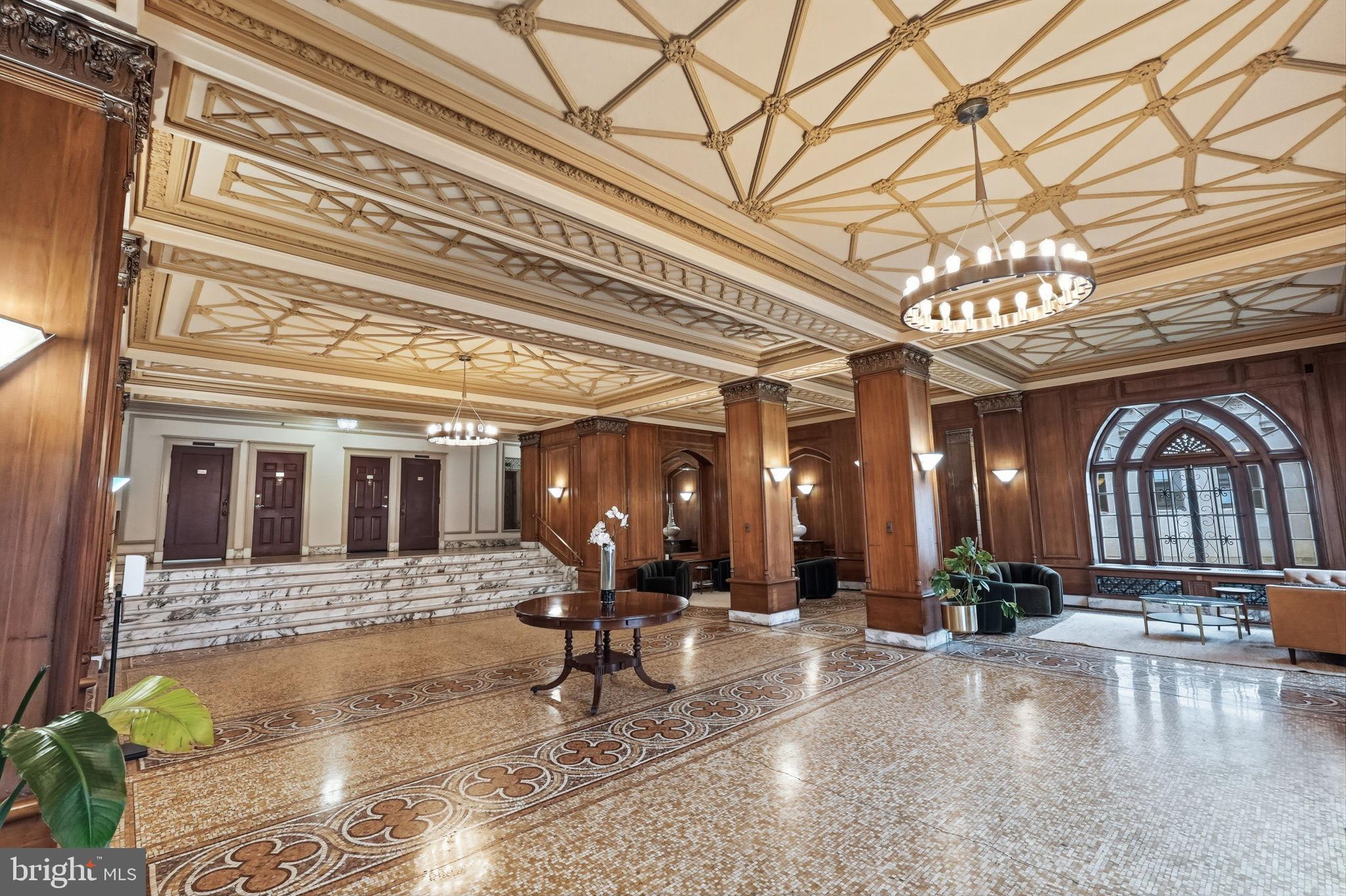 1613 Harvard Street Northwest, Unit 501 Washington, DC 20009 - Photo 21 of 25 Elegant lobby with intricate architectural deta...
