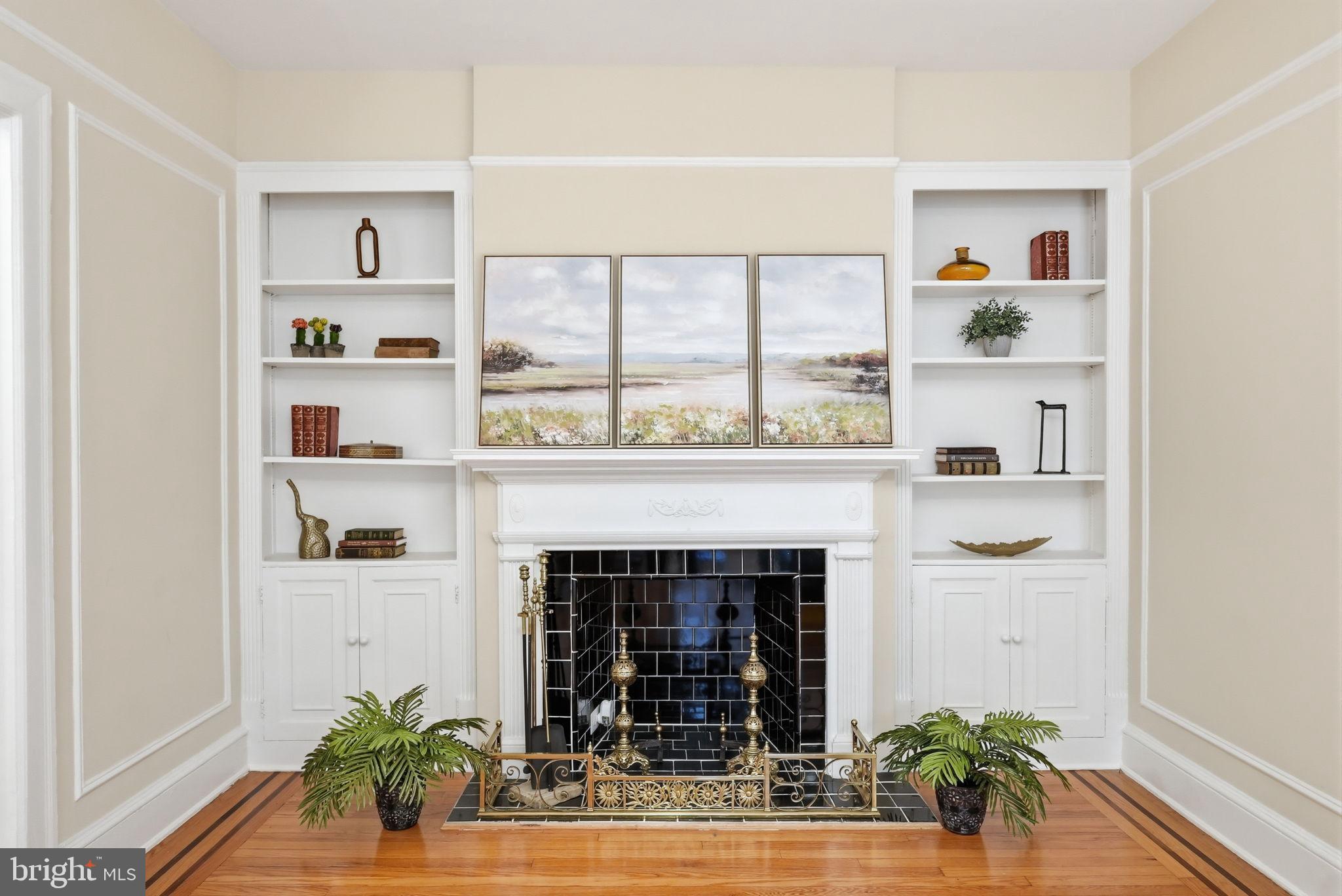 1613 Harvard Street Northwest, Unit 501 Washington, DC 20009 - Photo 5 of 25 Elegant fireplace with stylish shelving.
