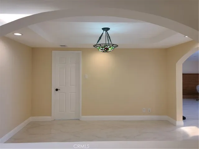 a view of a livingroom with a chandelier