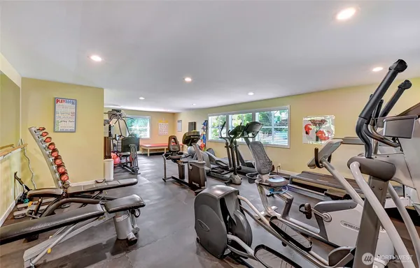 a view of a room with gym equipment