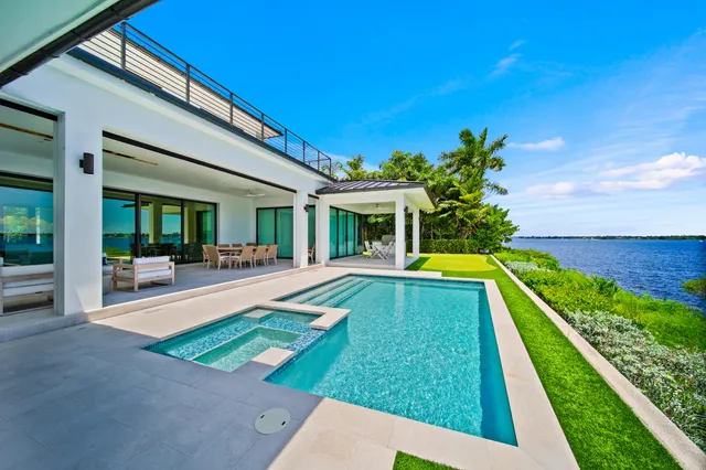 a building outdoor space with patio furniture