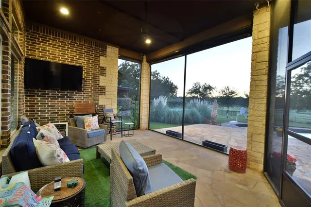 a view of outdoor space with seating area