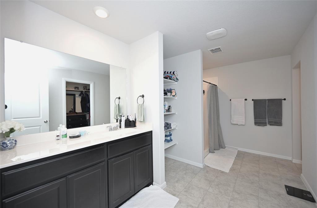 3713 Ridgeway Lane Argyle, TX 76226 - Photo 20 of 40 a bathroom with a double vanity sink mirror and shower
