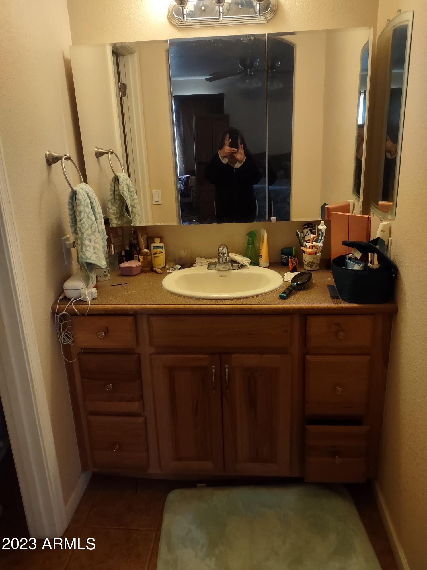 4145 Bluff Road Golden Valley, AZ 86413 - Photo 13 of 16 a bathroom with a sink and a mirror