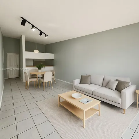 a living room with furniture a table and a fireplace