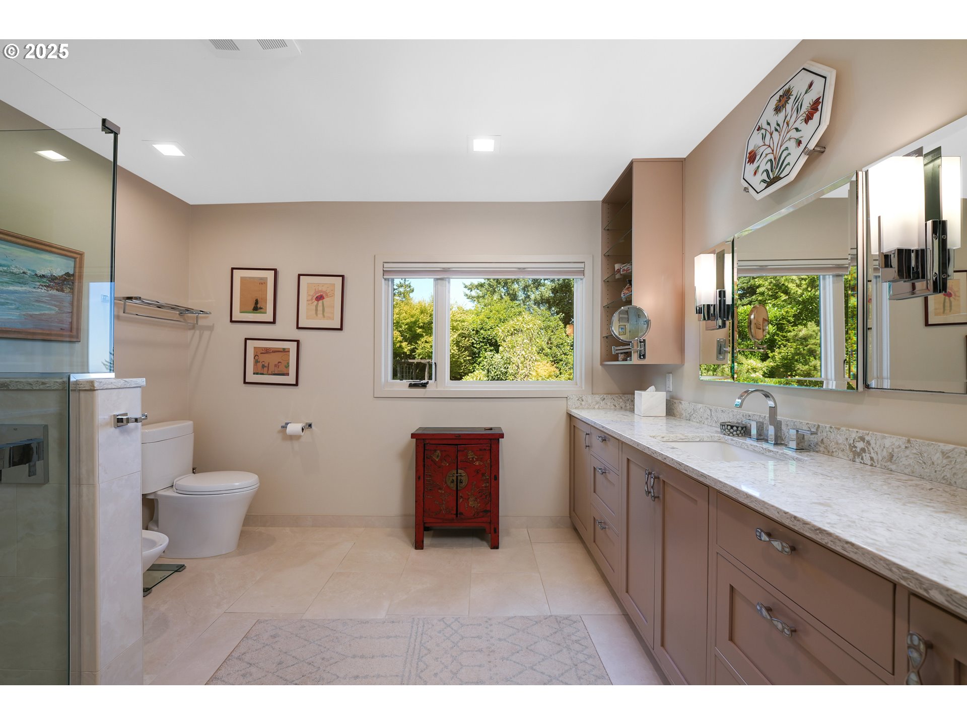 7131 Northwest Penridge Road Portland, OR 97229 - Photo 30 of 43 a spacious bathroom with a granite countertop sink mirror and a bathtub