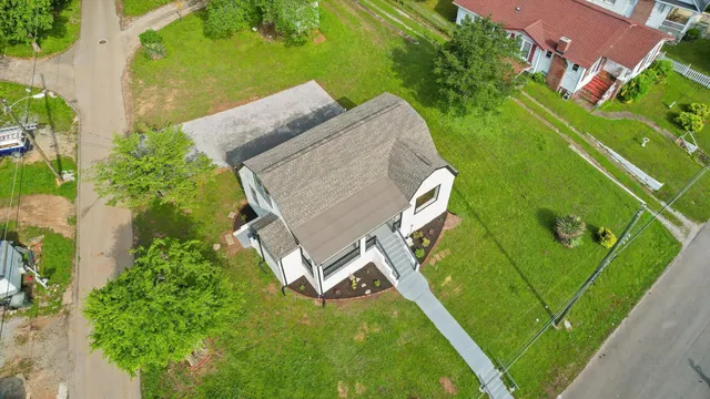 an aerial view of a house