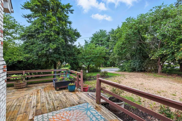 a view of a city with lush green forest