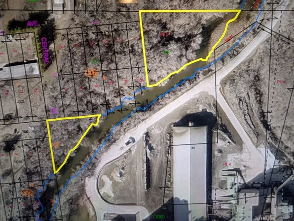 a bird view of a house with a trees