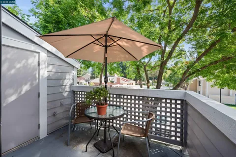 a outdoor view with a seating space