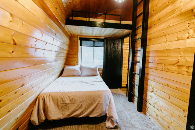1413 Basel Drive Midway, UT 84049 - Photo 68 of 137 Bedroom with wood ceiling and wooden walls