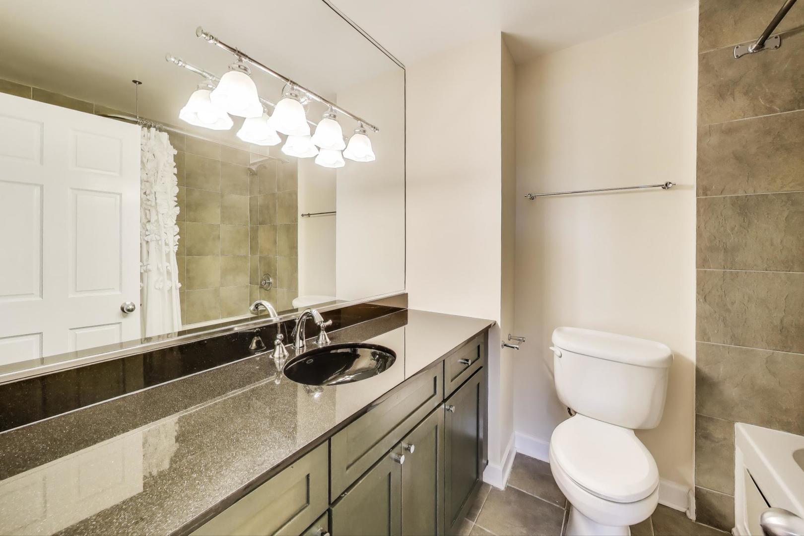 1030 North State Street, Unit 5B Chicago, IL 60610 - Photo 24 of 36 a bathroom with a sink a toilet a mirror and shower