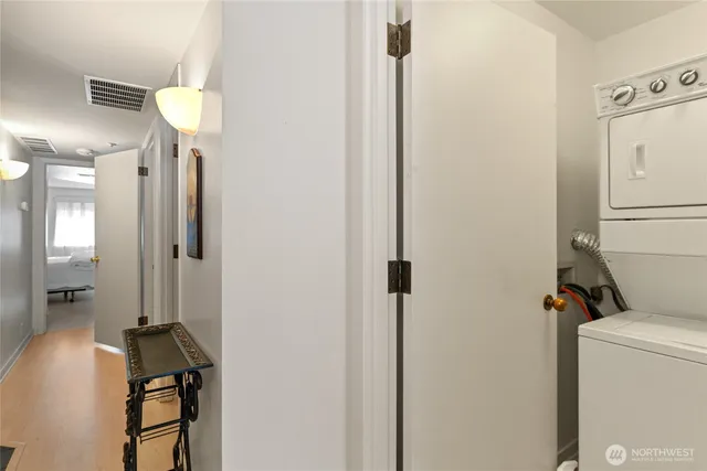 a view of a hallway with workspace and a hallway