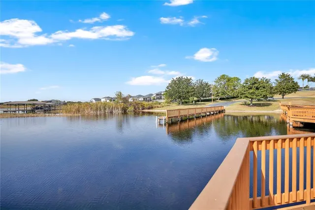 a view of a lake with outdoor space