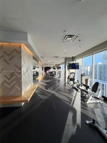 a view of a room with gym equipment