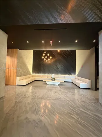 wooden floor with a projector and city view