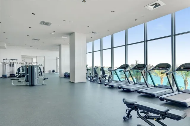 a view of a room with gym equipment