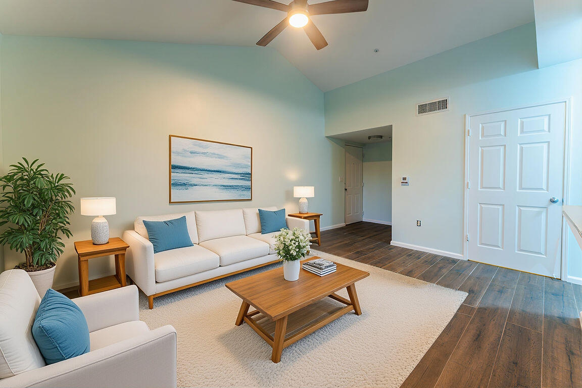 236 Village Boulevard, Unit 1304 Tequesta, FL 33469 - Photo 15 of 30 a living room with furniture and wooden floor