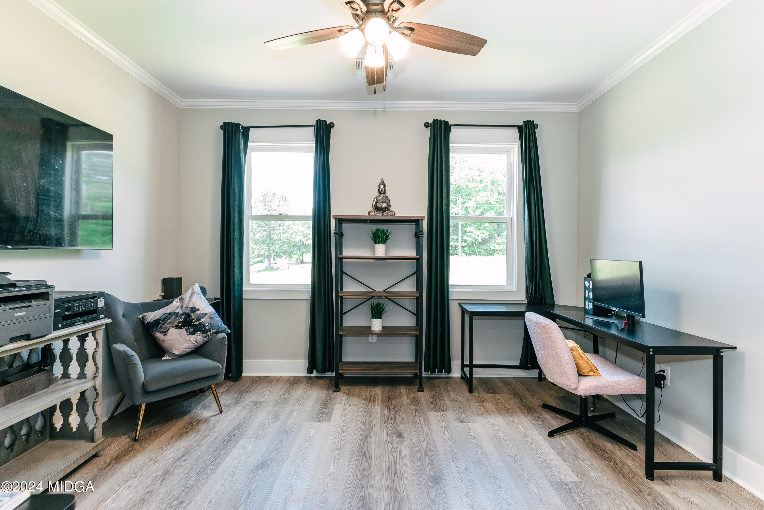 1190 Josey Road Forsyth, GA 31029 - Photo 21 of 25 a workspace with wooden floor and windows