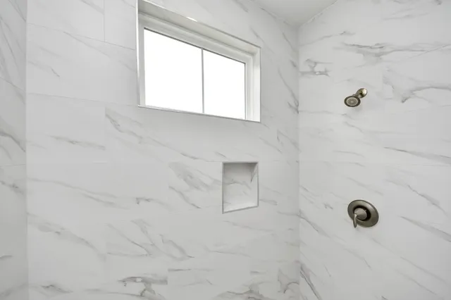 a bathroom with a window