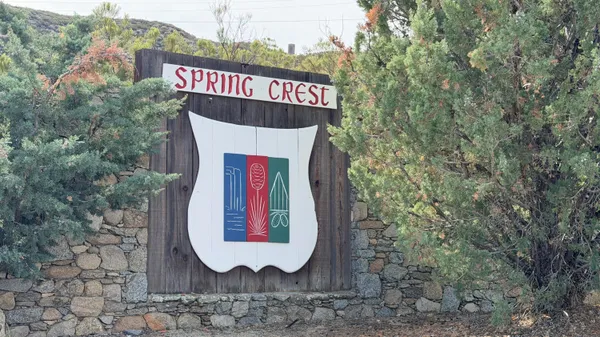 a view of a wooden house with a trees