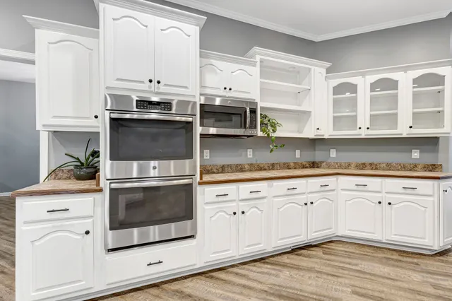 an empty room with closet area