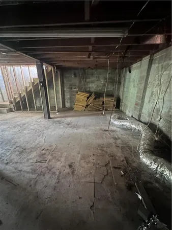 a view of balcony with wooden floor