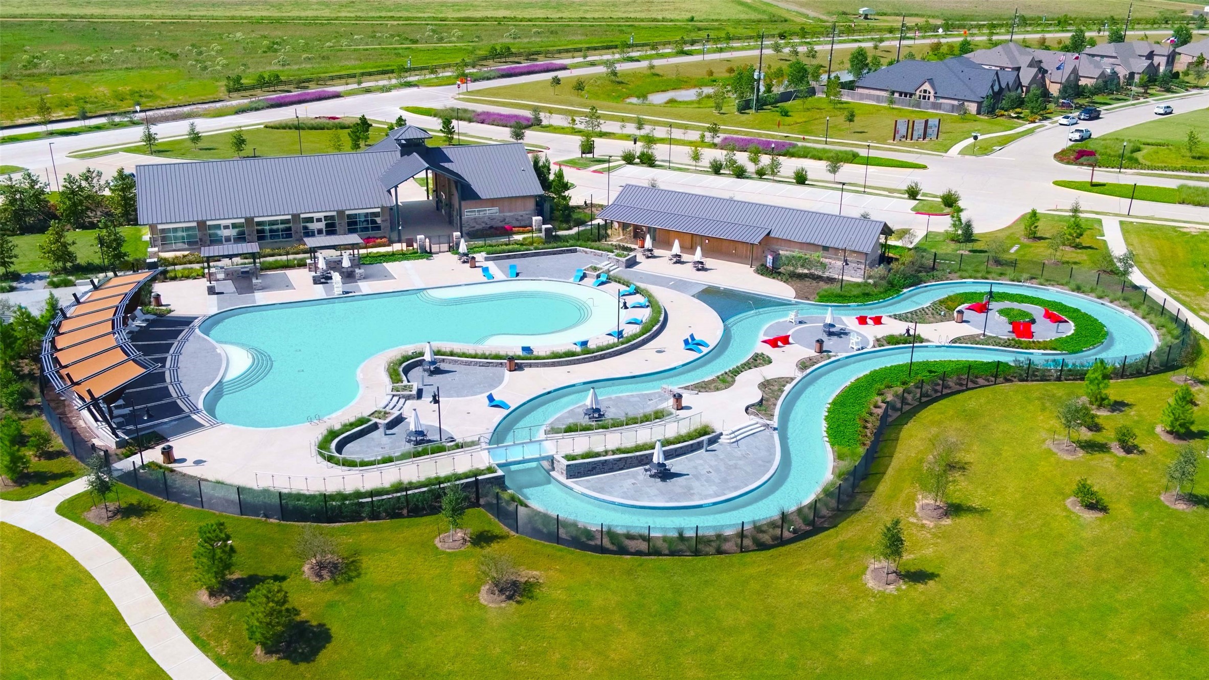 2910 Peach Vly Road Fulshear, TX 77423 - Photo 34 of 35 a aerial view of a swimming pool with outdoor seating