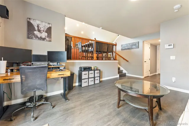 a workspace with furniture