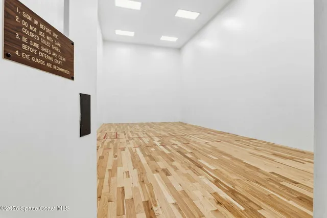 a view of a big room with wooden floor