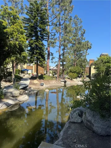 a view of water with water fall